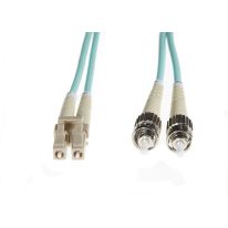 10m LC-ST OM4 Multimode Fibre Optic Cable: Aqua