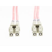 1m LC-LC OM4 Multimode Fibre Optic Patch Lead: Salmon Pink_1