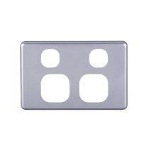 4C | Classic Double Power Point Cover Plate | Silver