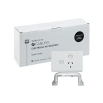 4C | Classic Single Power Point 250V 10A with 16AX Extra Switch  - Horizontal - 10 Pack with 10 FREE C-Clips