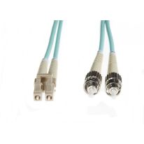 2m LC-ST OM4 Multimode Fibre Optic Cable: Aqua