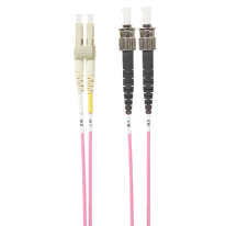 5m LC-ST OM4 Multimode Fibre Optic Cable: Salmon Pink