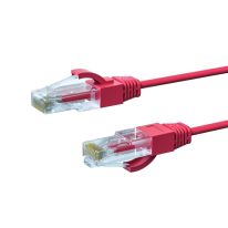 0.25m CAT6A THIN U/UTP LSZH 28 AWG RJ45 Network Cable | Red