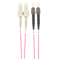 3m SC-ST OM4 Multimode Fibre Optic Cable: Salmon Pink