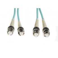 10m ST-ST OM4 Multimode Fibre Optic Cable: Aqua