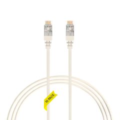 4m Cat 6A RJ45 S/FTP THIN LSZH 30 AWG Pack of 10 Network Cable. White