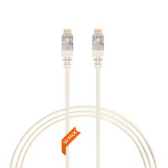 0.25m Cat 6A RJ45 S/FTP THIN LSZH 30 AWG Pack of 50 Network Cable. White